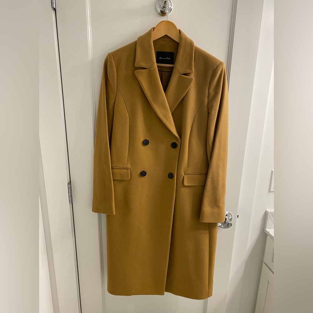 Massimo Dutti double breasted coat, camel color, size 12, classic fit
